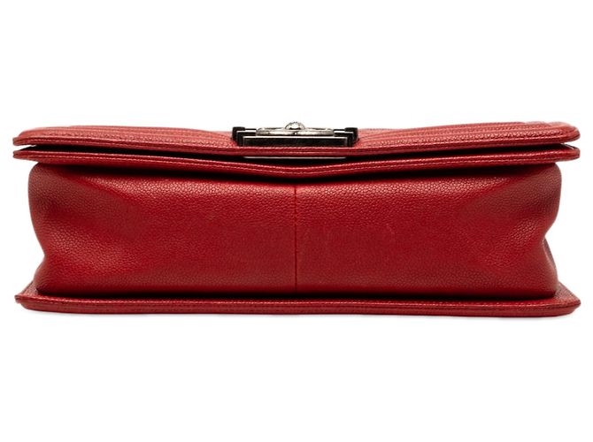 Chanel Red Old Medium Quilted Caviar Boy Flap Rosso - vista 3