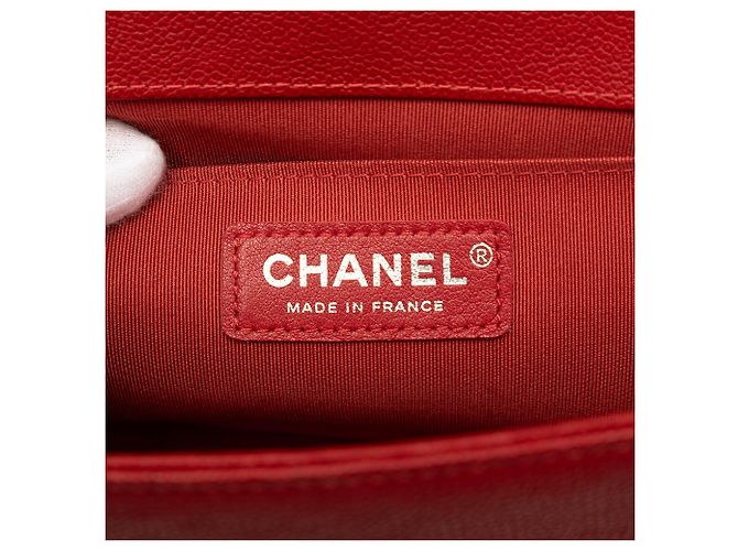 Chanel Red Old Medium Quilted Caviar Boy Flap Rosso - vista 6