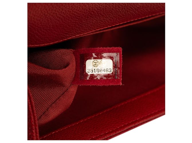 Chanel Red Old Medium Quilted Caviar Boy Flap Rosso - vista 7