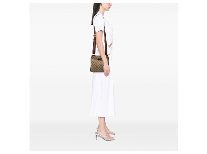 Gucci Beige GG Canvas Web Crossbody - vista 7