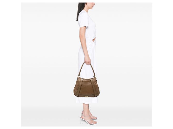Borsa a tracolla in pelle marrone Burberry - vista 6