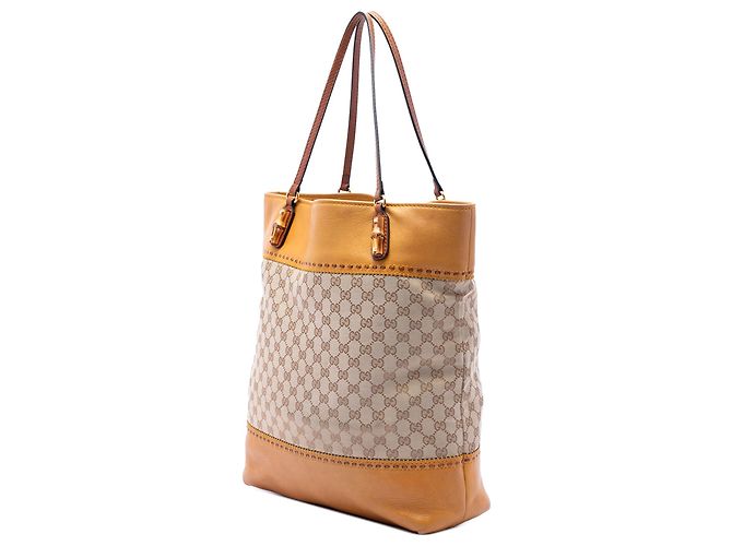 Bamboo Gucci Beige Large GG Canvas Laidback Crafty Tote Gelb - Ansicht 2