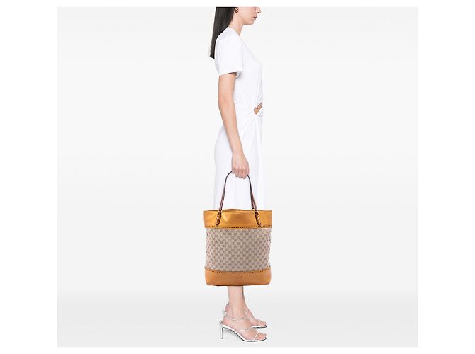 Bamboo Gucci Beige Large GG Canvas Laidback Crafty Tote Gelb - Ansicht 7