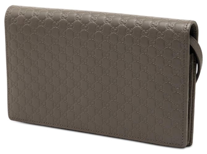 Portafoglio con tracolla Gucci Gray Microguccissima Marrone - vista 2