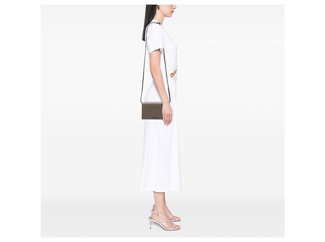 Portafoglio con tracolla Gucci Gray Microguccissima Marrone - vista 6