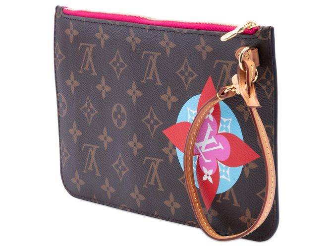 Pochette Louis Vuitton Neverfull MM con patch Monogram marrone - vista 2