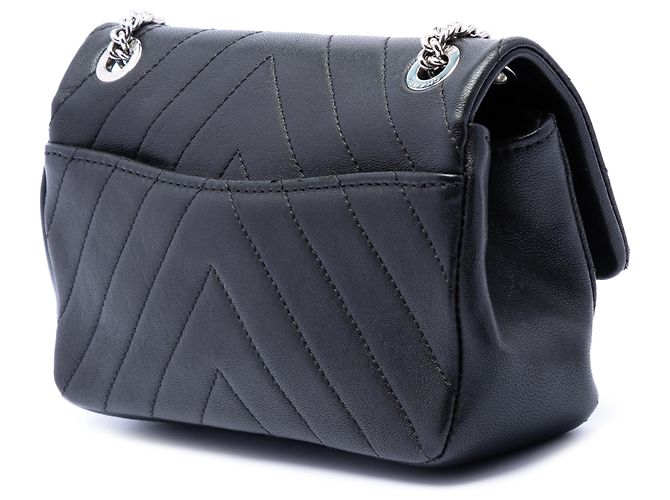 Chanel Black Mini CC Chevron Calfskin Single Flap Nero - vista 2