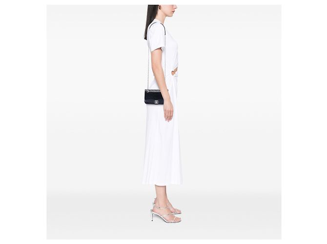 Chanel Black Mini CC Chevron Calfskin Single Flap Nero - vista 6