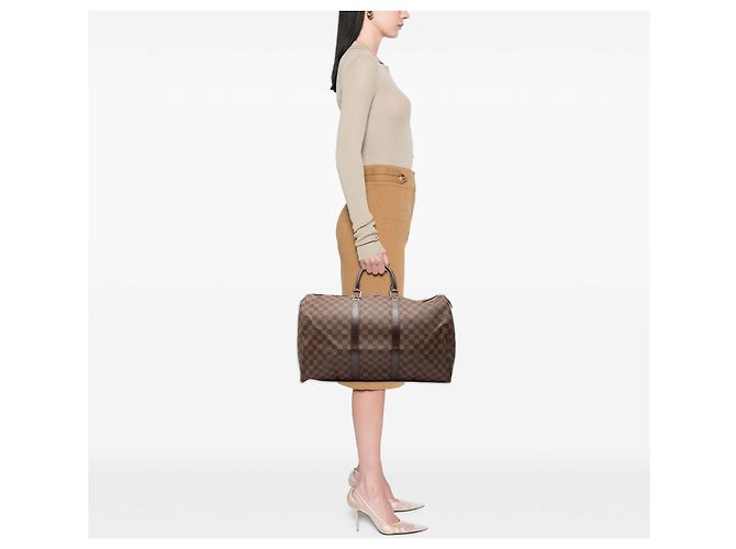 Louis Vuitton Marrone Damier Ebene Keepall 50 - vista 7