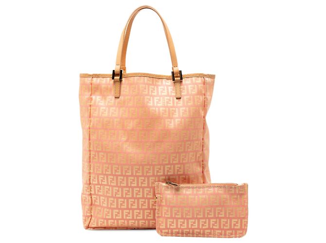 Fendi Pink Zucchino Canvas Vertikaler Tote - Ansicht 8