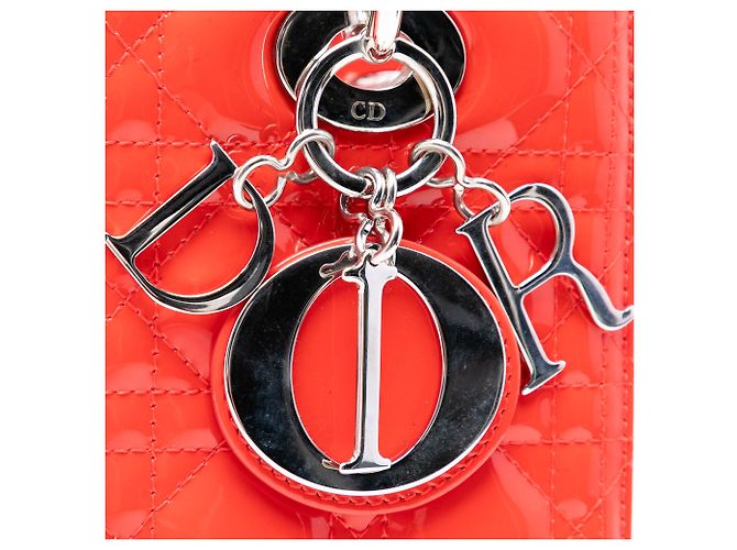 Lady Dior Cannage in vernice Arancione Medium - vista 5