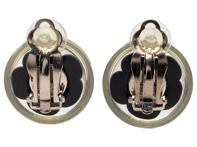 Orecchini a clip Chanel Black CC Resin Flower Nero - vista 2