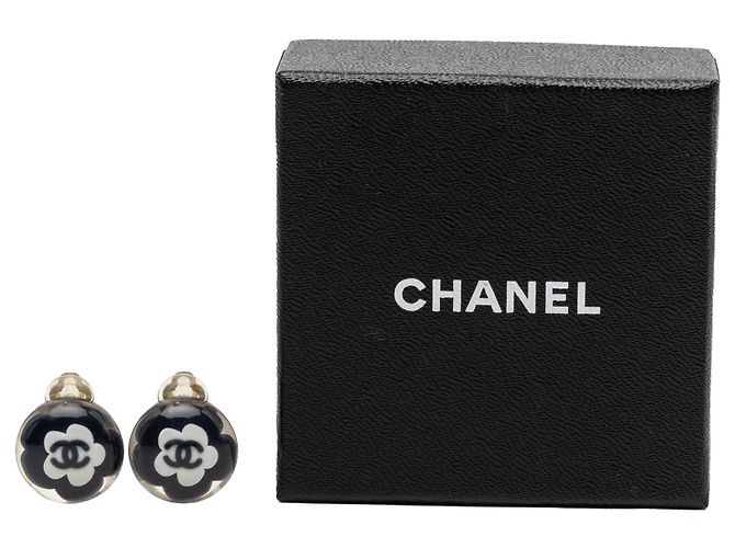 Orecchini a clip Chanel Black CC Resin Flower Nero - vista 4