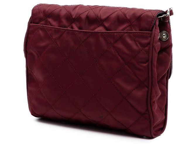 Prada Red Impuntu Tessuto Chain Crossbody Rosso Bordò - vista 2