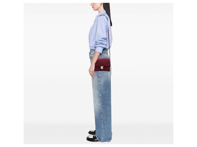 Prada Red Impuntu Tessuto Chain Crossbody Rosso Bordò - vista 6