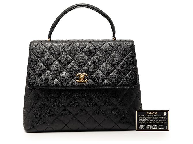 Bolso Chanel Black CC Quilted Caviar Kelly Top Handle Negro - vista 8