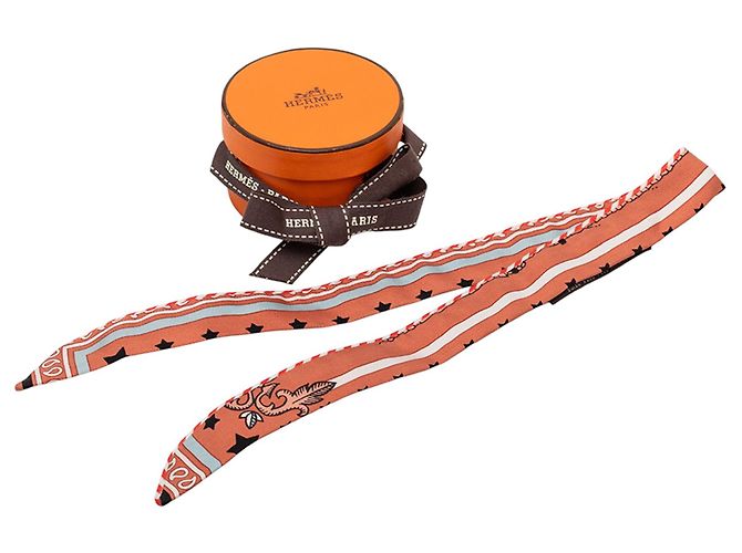 Hermès Orange Candy Doll Seidentuch Twilly - Ansicht 5