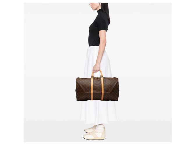 Louis Vuitton Marrone Monogram Keepall 55 - vista 8