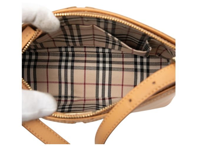 Borsa a tracolla in pelle marrone Burberry Caramello - vista 4