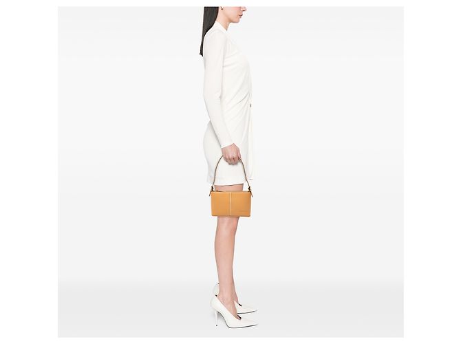 Borsa a tracolla in pelle marrone Burberry Caramello - vista 6