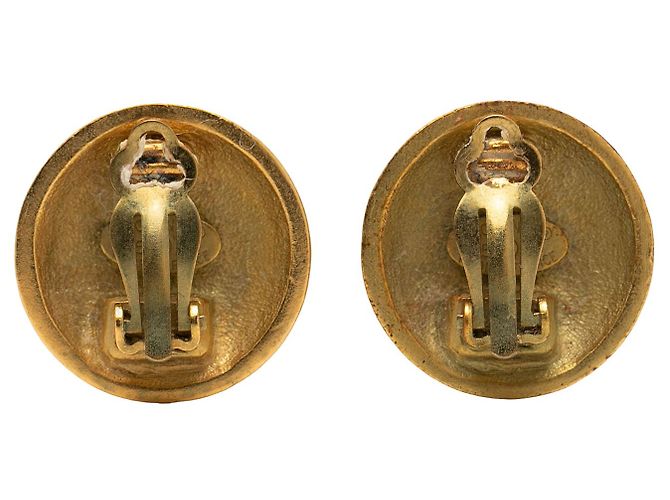 Orecchini Chanel Gold CC placcati oro tondi con clip D'oro - vista 2