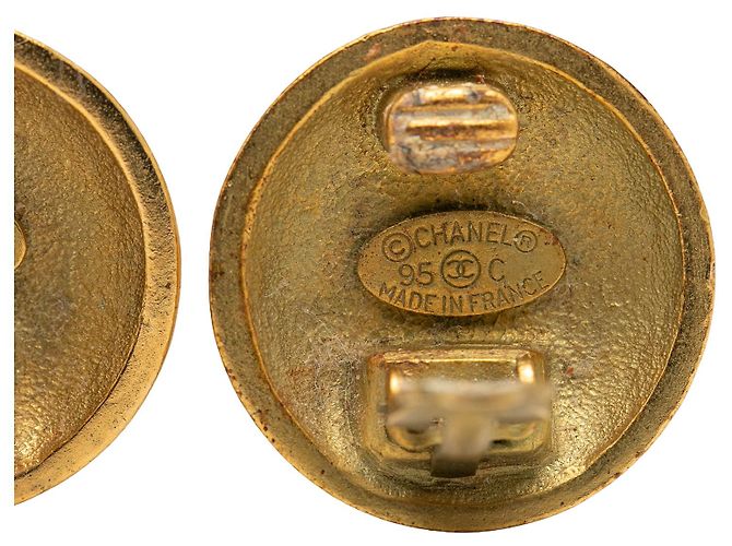 Orecchini Chanel Gold CC placcati oro tondi con clip D'oro - vista 3
