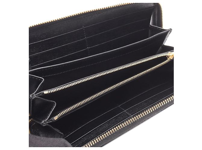 Portafoglio lungo in pelle nera con logo Gucci Nero - vista 3