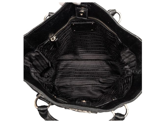 Tote Prada Black Tessuto Cervo Lux 24H Nero - vista 4