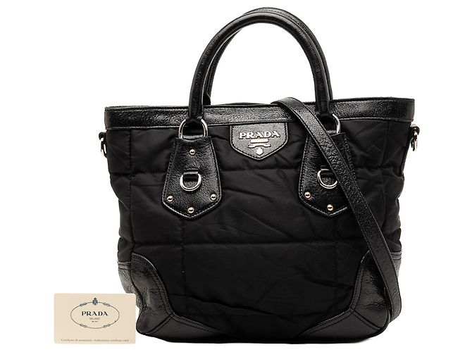 Tote Prada Black Tessuto Cervo Lux 24H Nero - vista 7
