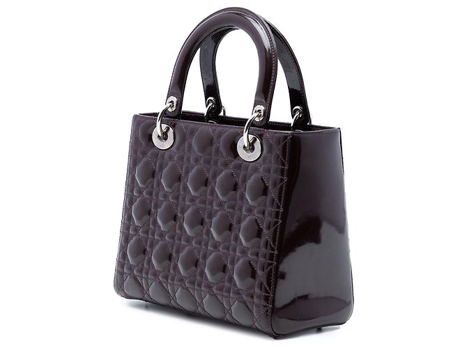 Lady Dior Cannage in vernice viola, misura Medium Porpora - vista 2