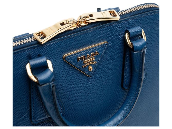 Sac à main Prada Blue Small Saffiano Lux Promenade Bleu - vue 8