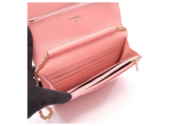 Borsa a tracolla Chanel Matelassé in agnello rosa - vista 3
