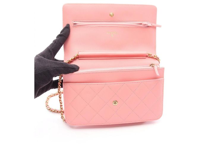 Borsa a tracolla Chanel Matelassé in agnello rosa - vista 4