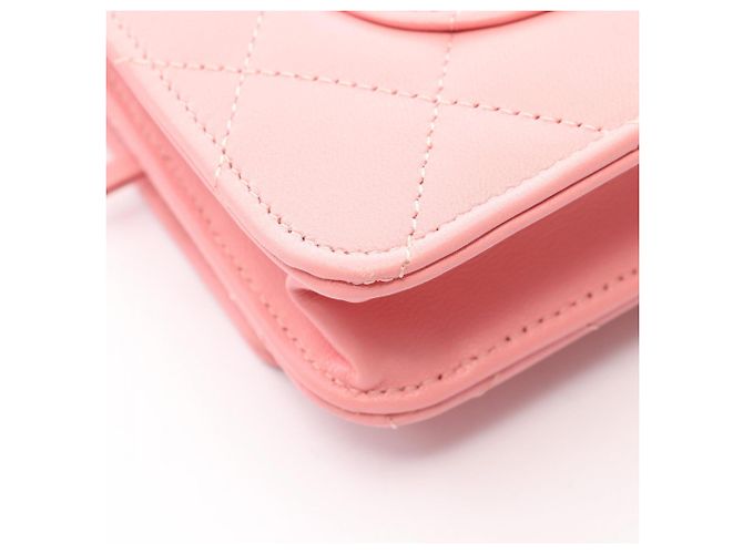 Borsa a tracolla Chanel Matelassé in agnello rosa - vista 7
