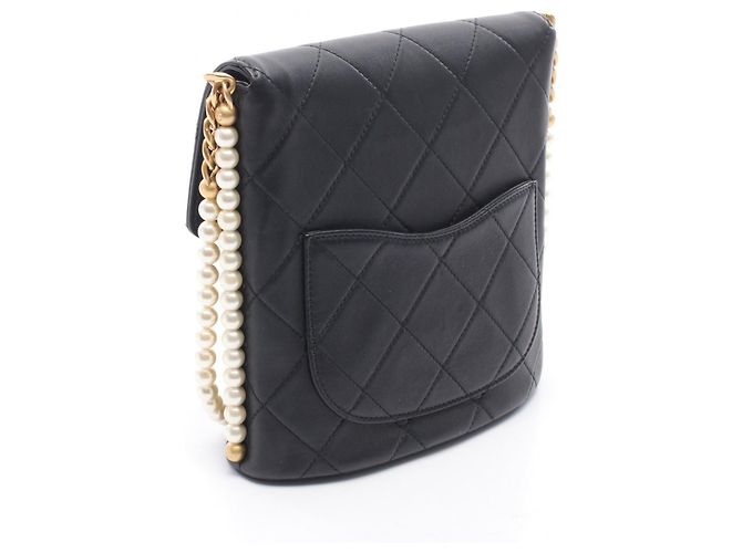 Borsa a tracolla Chanel Matelassé Faux Pearl Nero - vista 2