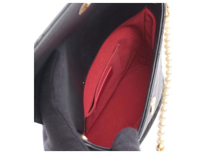 Borsa a tracolla Chanel Matelassé Faux Pearl Nero - vista 3
