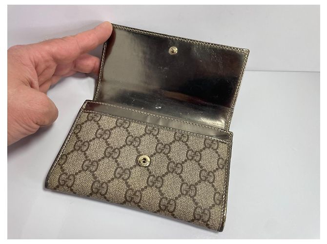Gucci Cartera GG Supreme Canvas Castaño Beige Dorado - vista 8