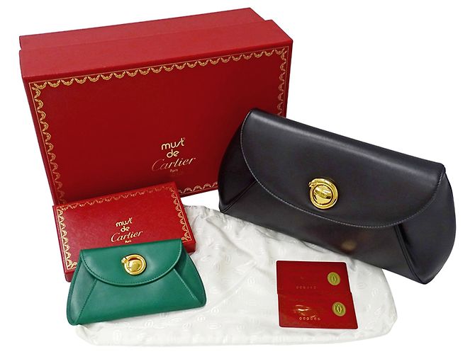 Borsa a mano in pelle nera Cartier Nero - vista 7