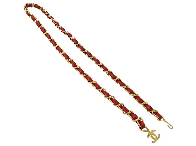 Cinturón de cadena para mujer Chanel Roja Dorado - vista 2