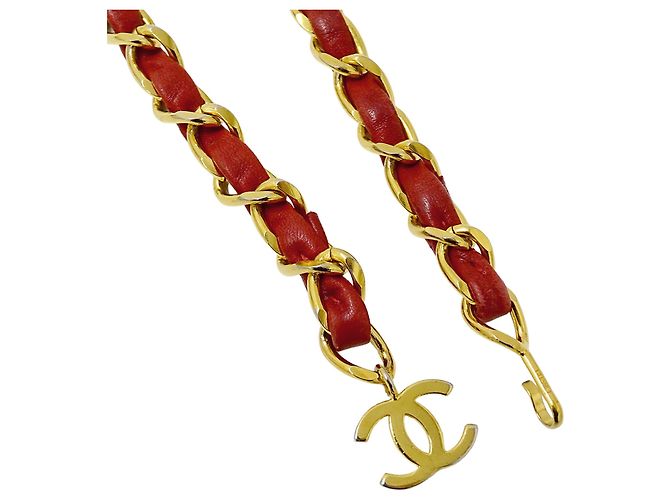 Cinturón de cadena para mujer Chanel Roja Dorado - vista 3