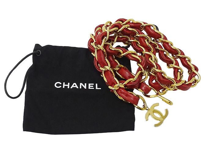 Cinturón de cadena para mujer Chanel Roja Dorado - vista 5