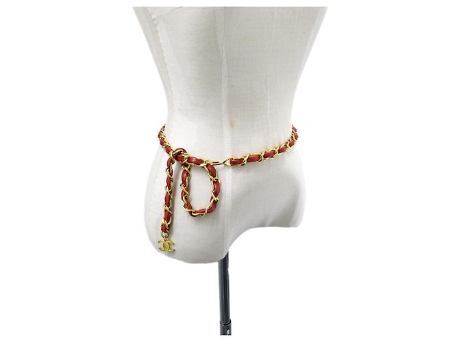 Cinturón de cadena para mujer Chanel Roja Dorado - vista 7