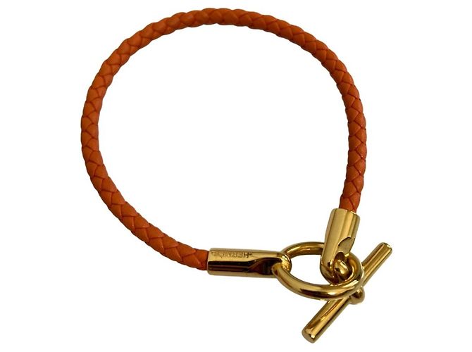 Hermès Bracciale charm in pelle arancione Glenan Hermes - vista 3