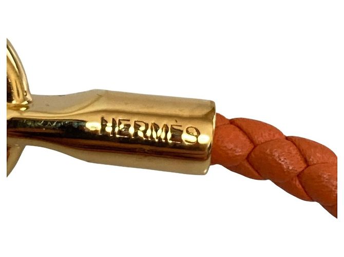 Hermès Bracciale charm in pelle arancione Glenan Hermes - vista 4