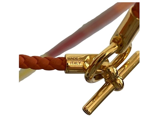 Hermès Bracciale charm in pelle arancione Glenan Hermes - vista 6