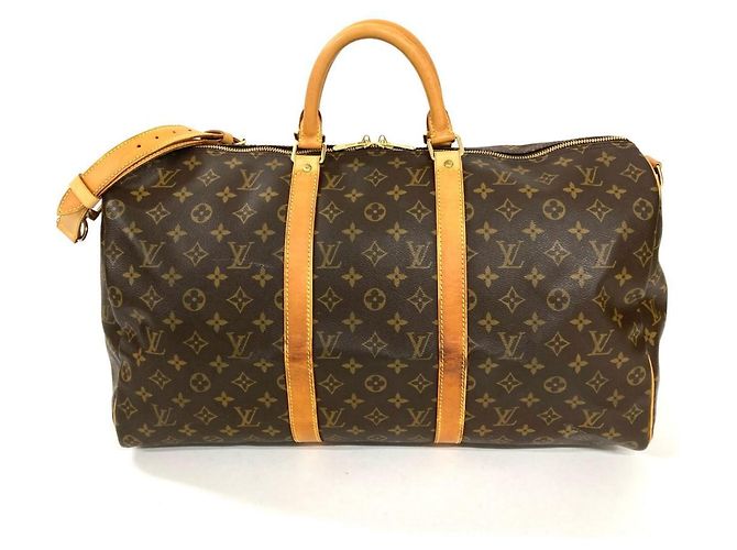 Louis Vuitton Keepall 50 Bandoulière Borsa Boston Marrone - vista 3