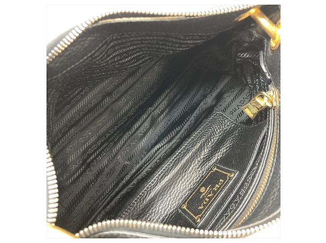 Borsa a tracolla in pelle nera Prada Nero - vista 13