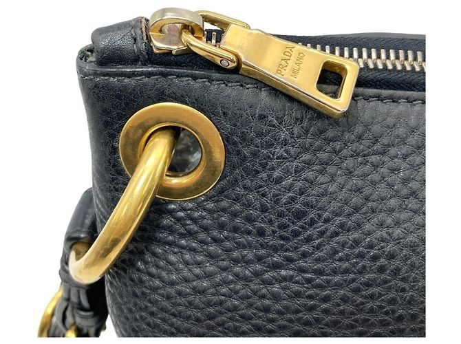 Borsa a tracolla in pelle nera Prada Nero - vista 4