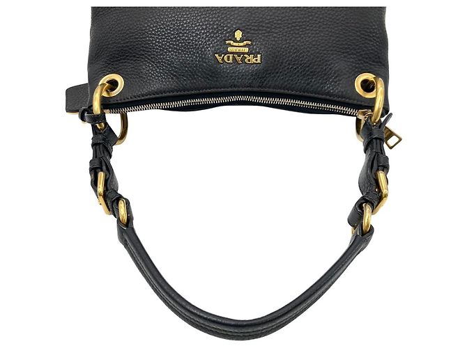 Borsa a tracolla in pelle nera Prada Nero - vista 5