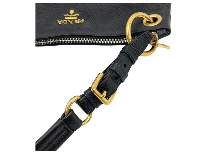 Borsa a tracolla in pelle nera Prada Nero - vista 6
